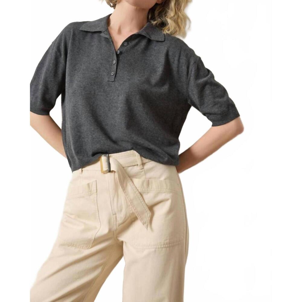 NEW LILLA P drop shoulder polo neck sweater in licorice